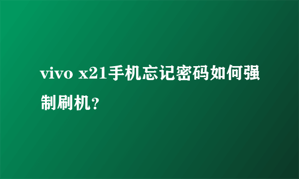 vivo x21手机忘记密码如何强制刷机？