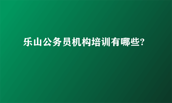 乐山公务员机构培训有哪些?