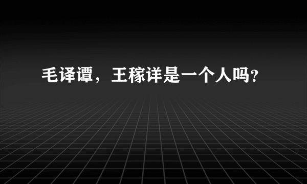 毛译谭，王稼详是一个人吗？