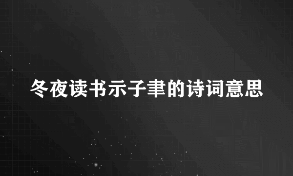 冬夜读书示子聿的诗词意思