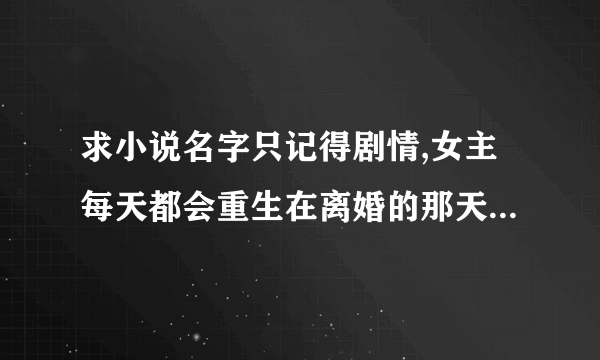 求小说名字只记得剧情,女主每天都会重生在离婚的那天，然后每天都会努力改变自己，追求幸福