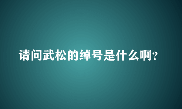 请问武松的绰号是什么啊？