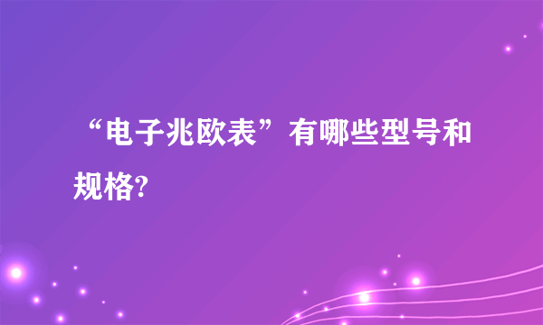 “电子兆欧表”有哪些型号和规格?