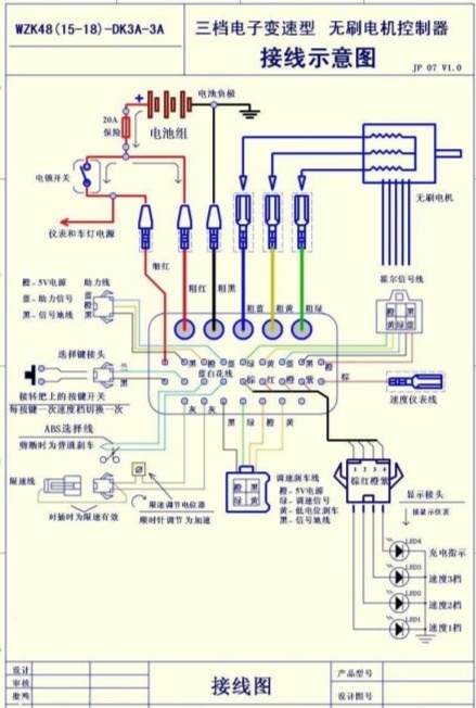 48V无刷电动车控制器接线方法