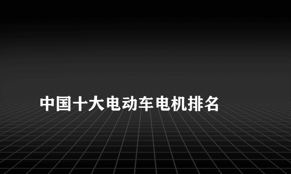 
中国十大电动车电机排名

