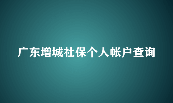 广东增城社保个人帐户查询