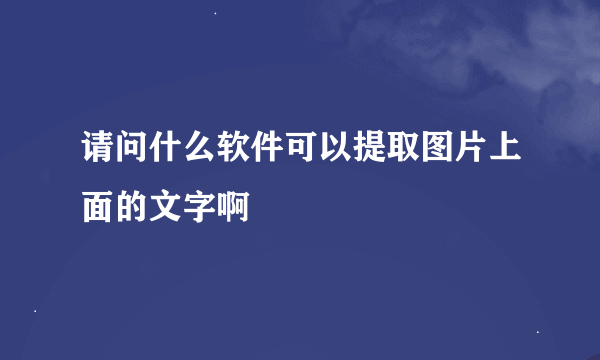 请问什么软件可以提取图片上面的文字啊