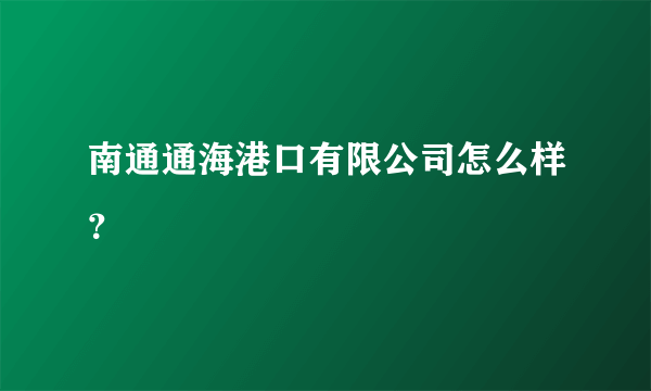 南通通海港口有限公司怎么样？