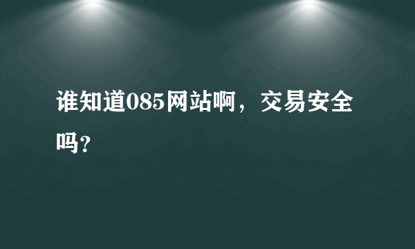 谁知道085网站啊，交易安全吗？