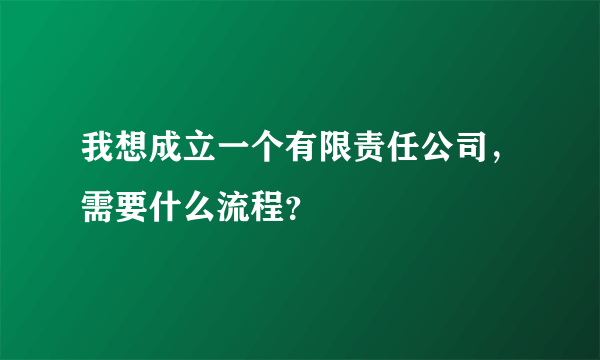 我想成立一个有限责任公司，需要什么流程？