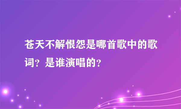 苍天不解恨怨是哪首歌中的歌词？是谁演唱的？