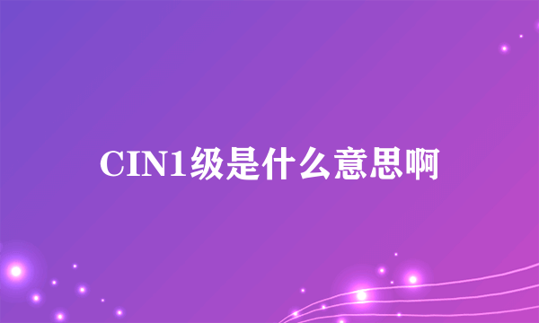 CIN1级是什么意思啊