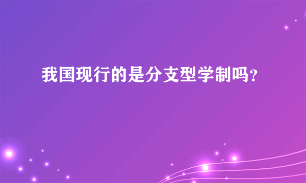 我国现行的是分支型学制吗？