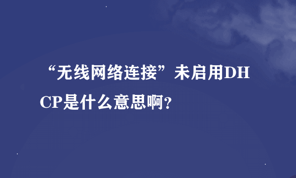 “无线网络连接”未启用DHCP是什么意思啊？