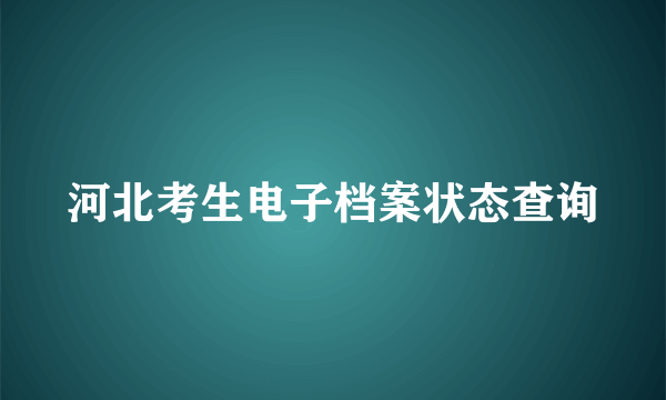 河北考生电子档案状态查询