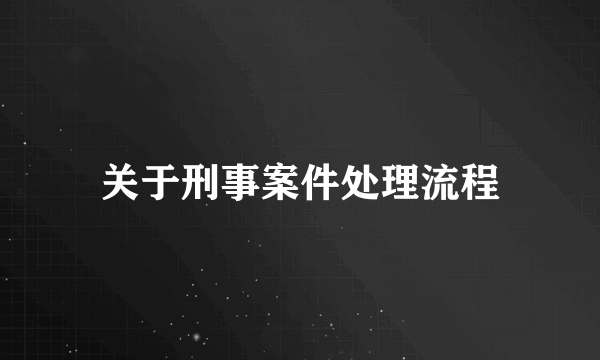 关于刑事案件处理流程