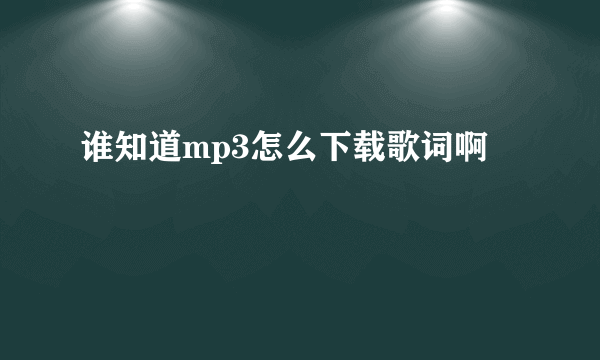 谁知道mp3怎么下载歌词啊