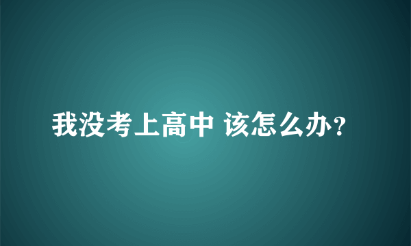 我没考上高中 该怎么办？