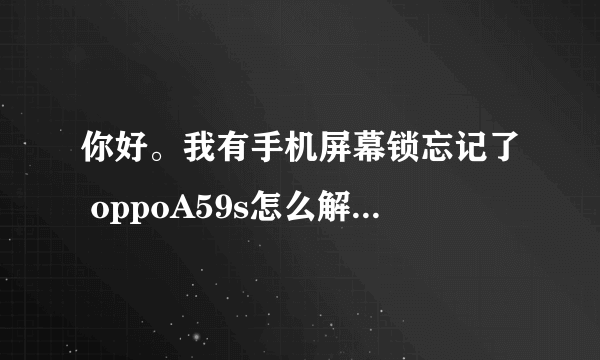 你好。我有手机屏幕锁忘记了 oppoA59s怎么解锁啊 谢谢