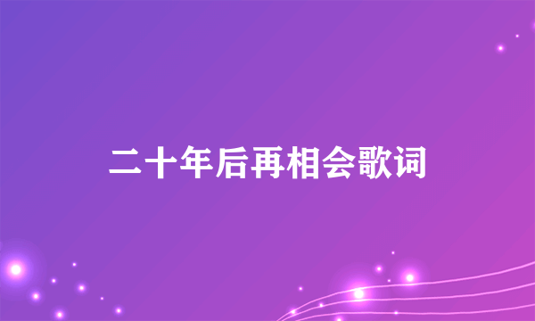 二十年后再相会歌词