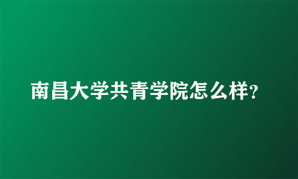 南昌大学共青学院怎么样？