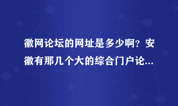 徽网论坛的网址是多少啊？安徽有那几个大的综合门户论坛社区呀？急用