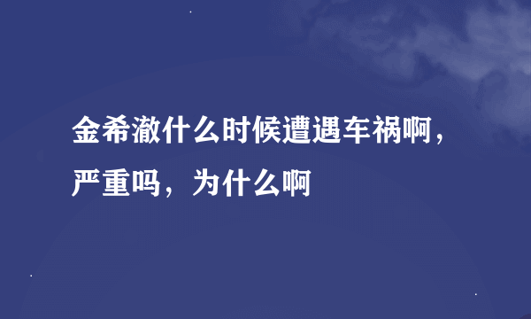 金希澈什么时候遭遇车祸啊，严重吗，为什么啊