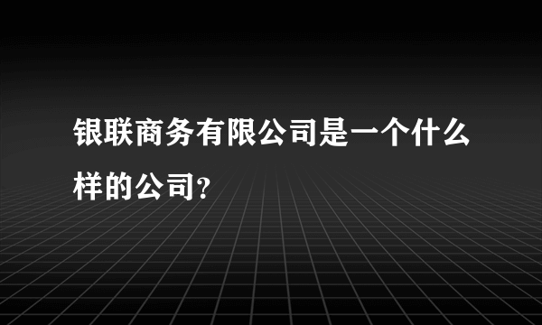 银联商务有限公司是一个什么样的公司？