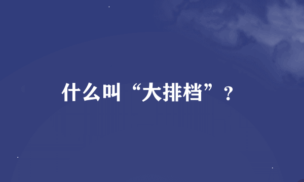 什么叫“大排档”？