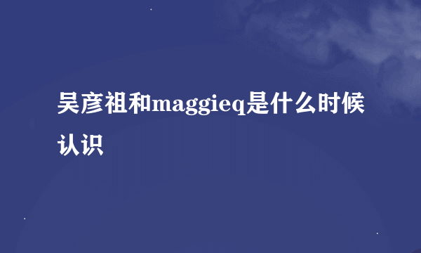 吴彦祖和maggieq是什么时候认识