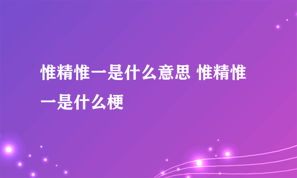 惟精惟一是什么意思 惟精惟一是什么梗