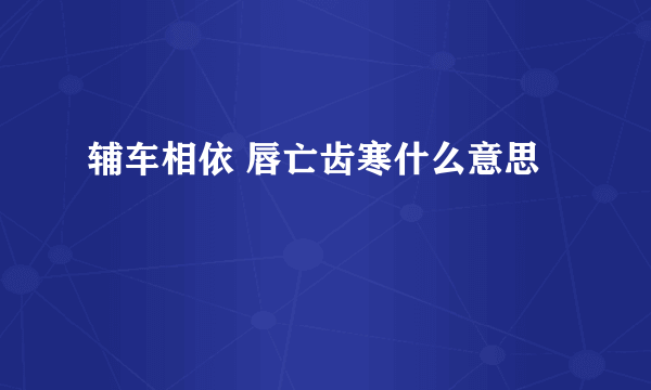 辅车相依 唇亡齿寒什么意思