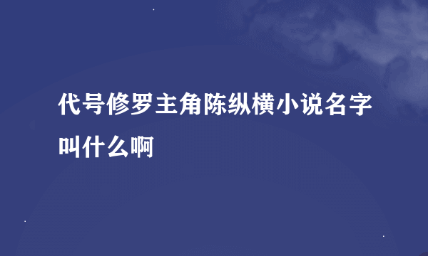 代号修罗主角陈纵横小说名字叫什么啊