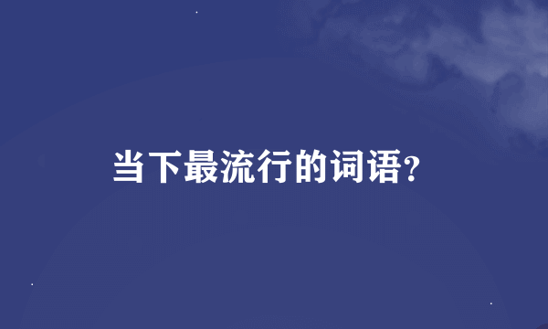 当下最流行的词语？