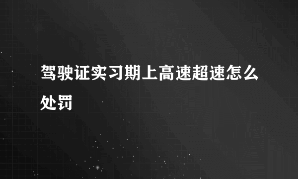 驾驶证实习期上高速超速怎么处罚