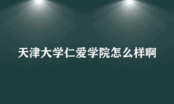 天津大学仁爱学院怎么样啊