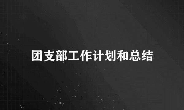 团支部工作计划和总结