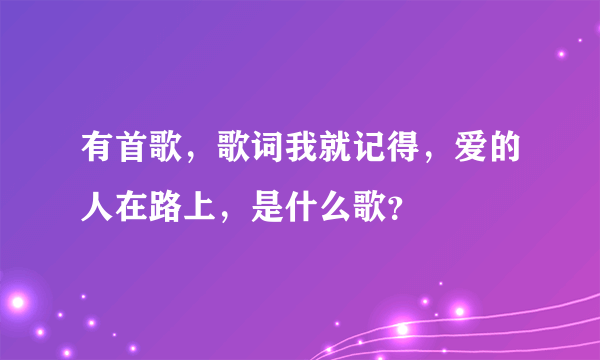 有首歌，歌词我就记得，爱的人在路上，是什么歌？