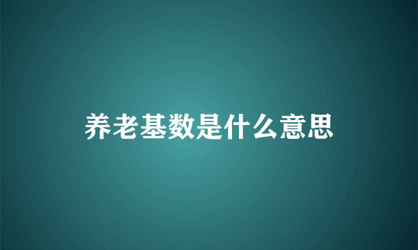 养老基数是什么意思