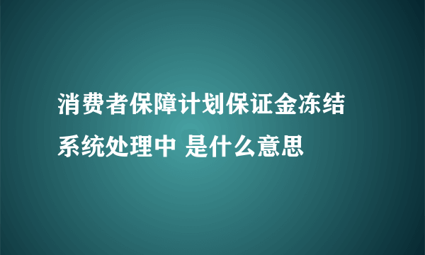 消费者保障计划保证金冻结 系统处理中 是什么意思