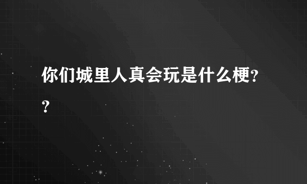 你们城里人真会玩是什么梗？？