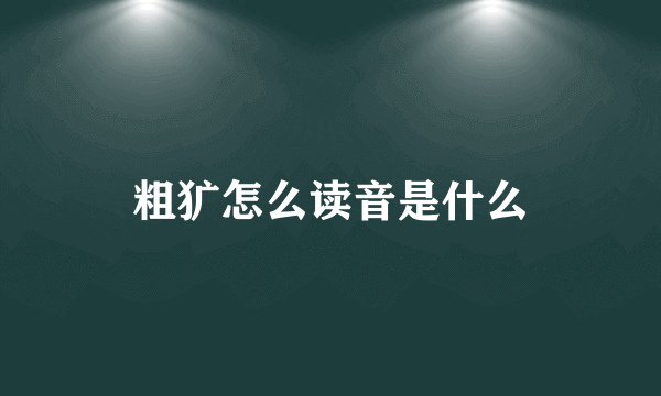 粗犷怎么读音是什么