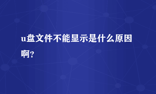 u盘文件不能显示是什么原因啊？