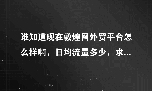 谁知道现在敦煌网外贸平台怎么样啊，日均流量多少，求敦煌网未来规划