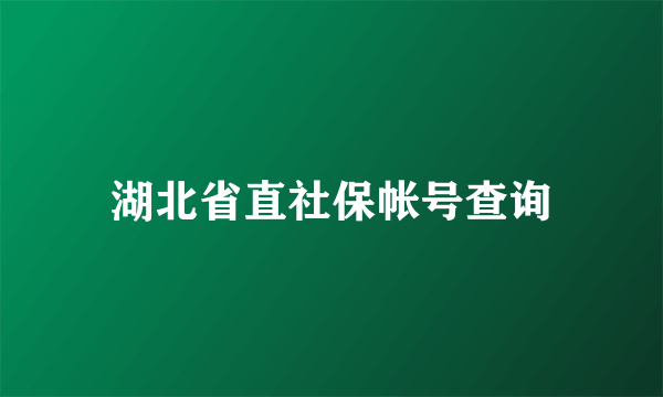 湖北省直社保帐号查询