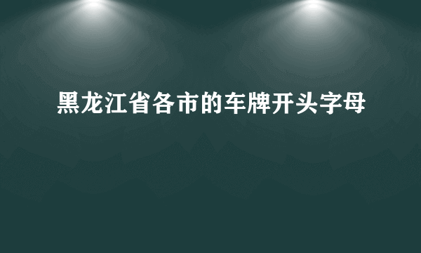 黑龙江省各市的车牌开头字母