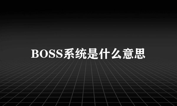 BOSS系统是什么意思