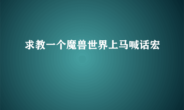 求教一个魔兽世界上马喊话宏