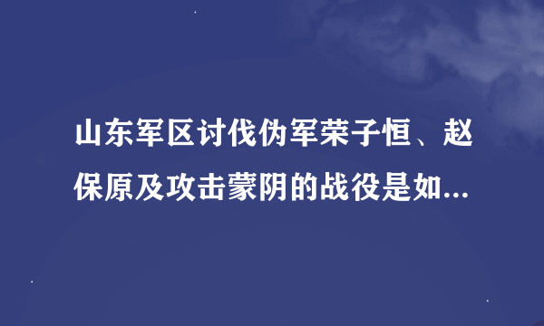 山东军区讨伐伪军荣子恒、赵保原及攻击蒙阴的战役是如何进行的？