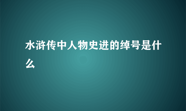 水浒传中人物史进的绰号是什么